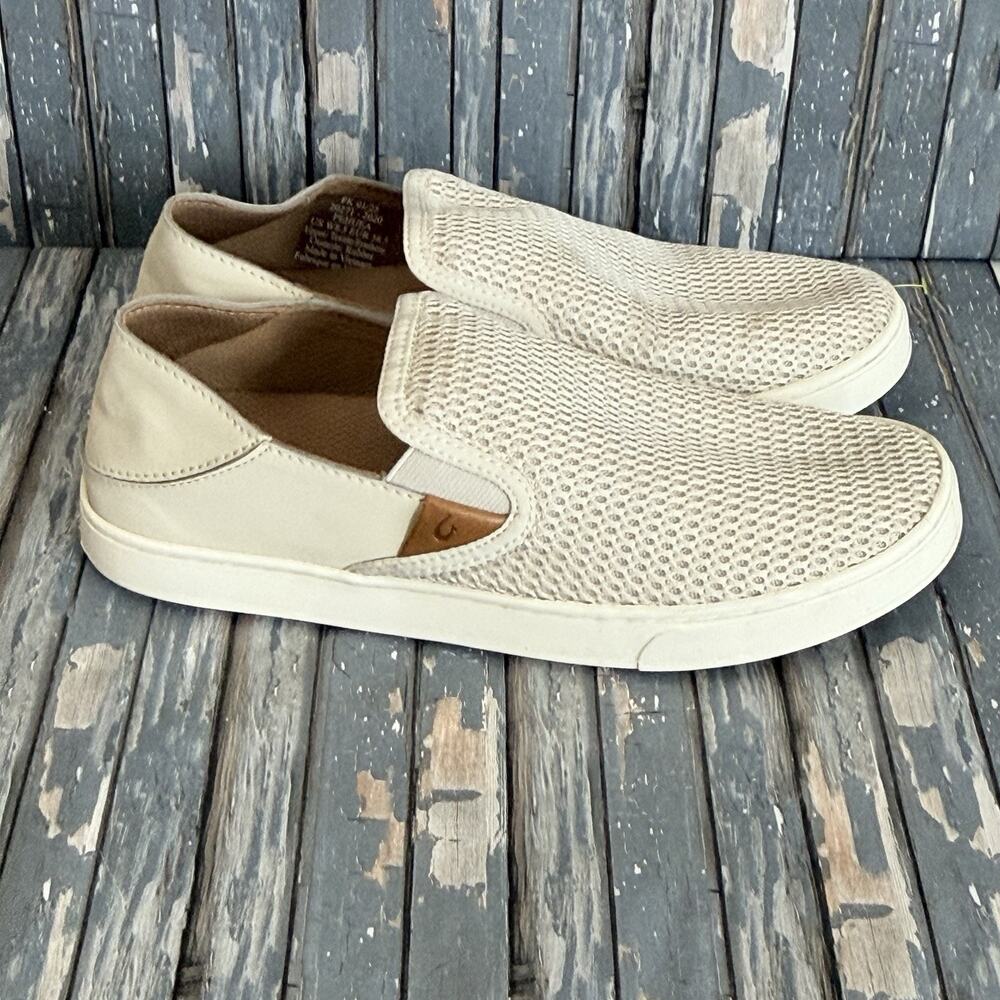 OluKai Shoes Pehuea Slip On Sneaker Womens 8.5 Tan Mesh Casual